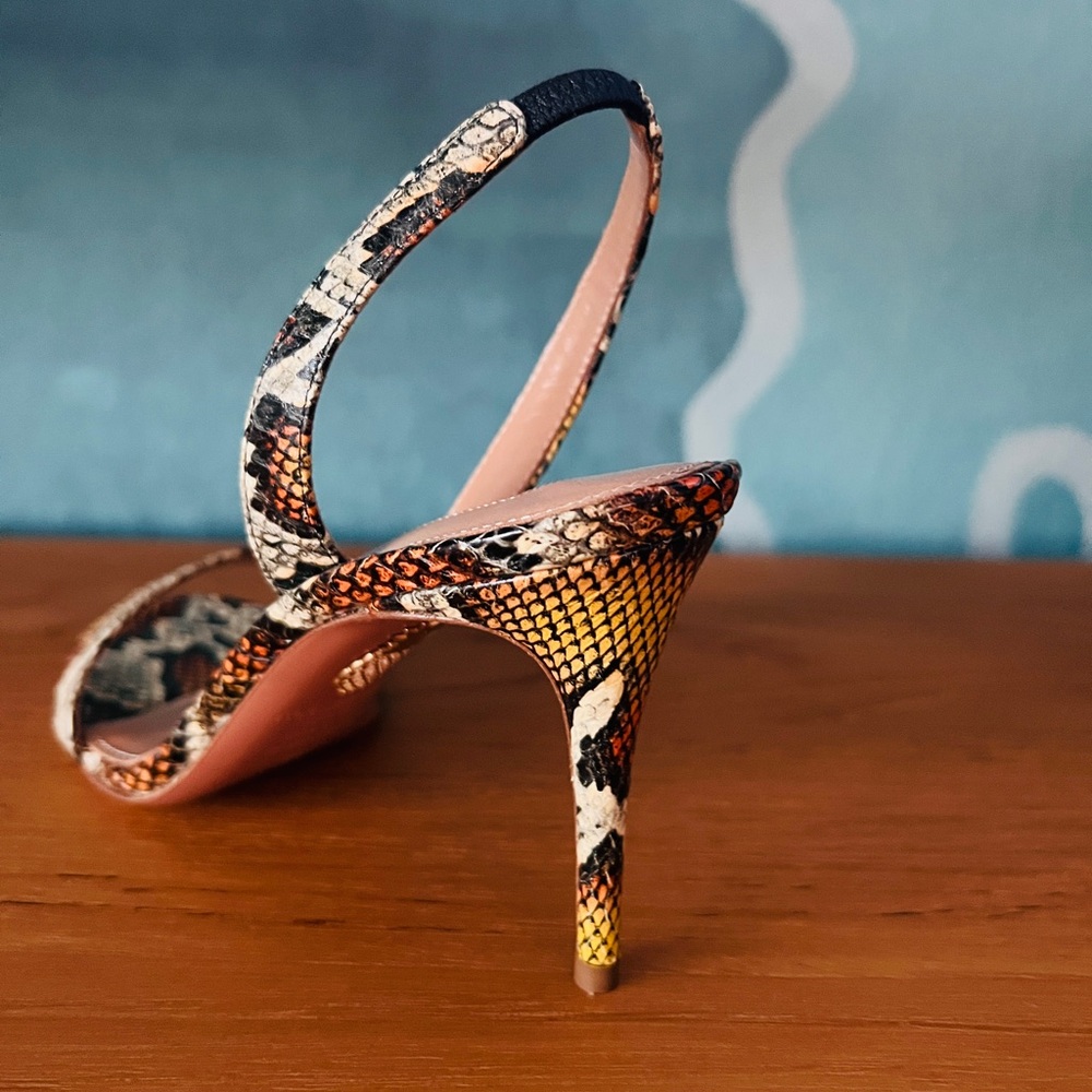 Aquazzura Python Print Slingback Sandals Stiletto… - image 13